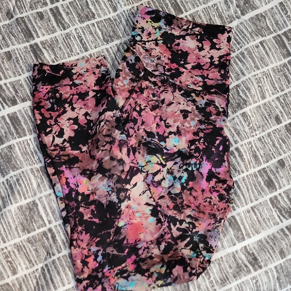 lululemon athletica Floral Leggings - Black and Pink